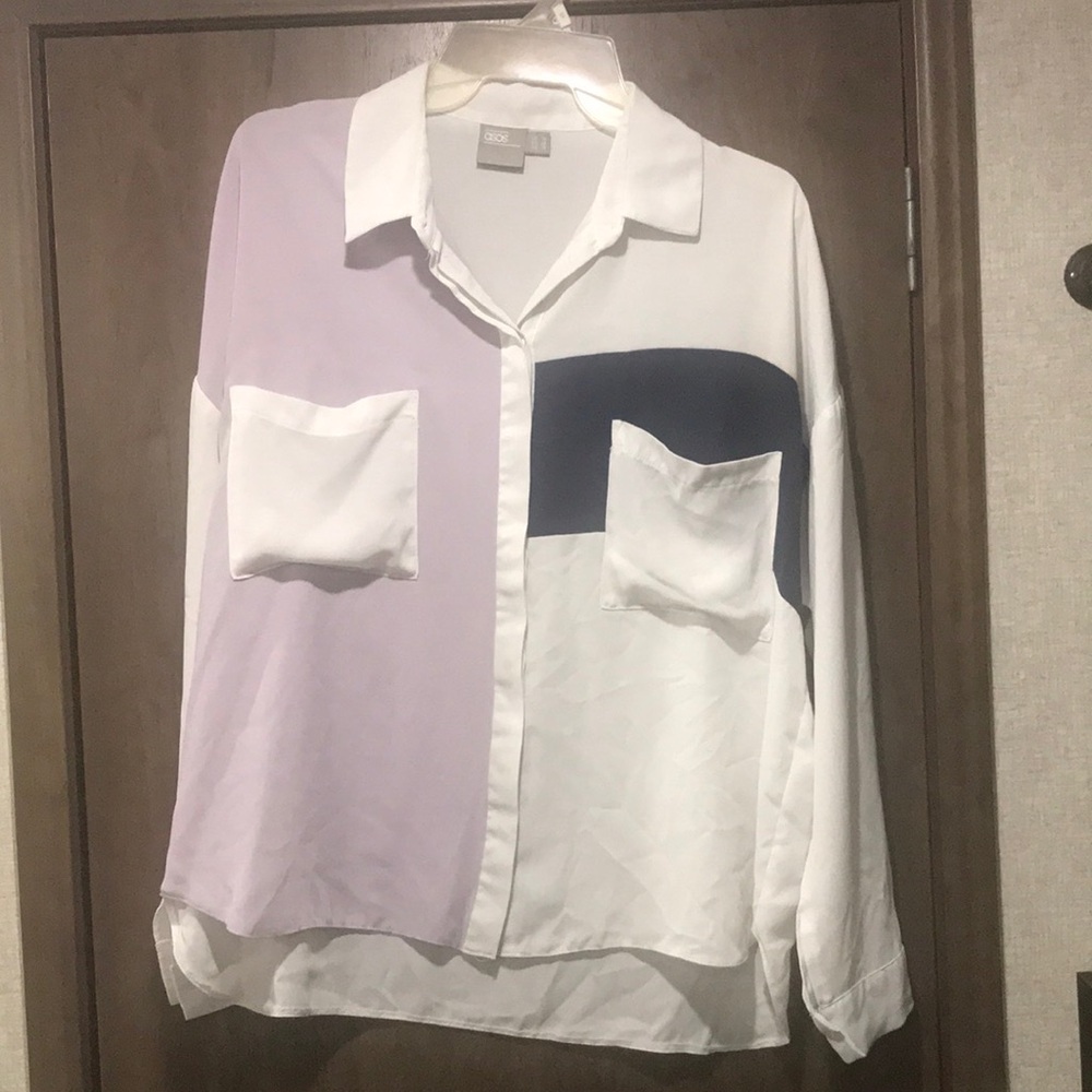 Asis color block semi sheer buttondown